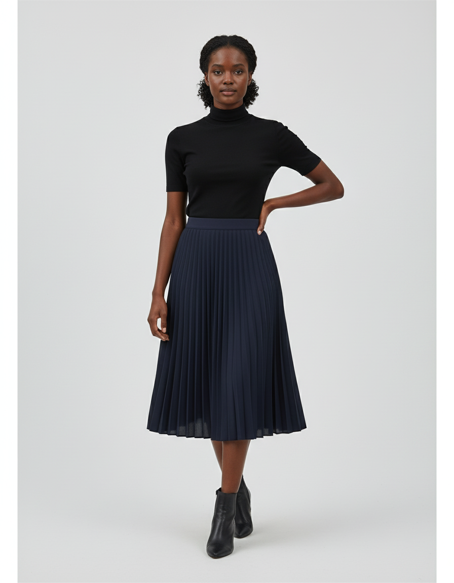 Jupe Patineuse Plissée Marine Élégante