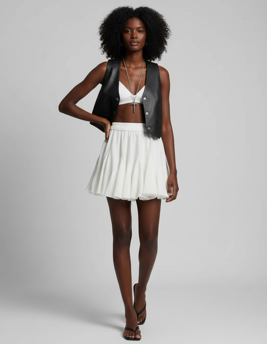 Jupe Patineuse Blanche Fluide Élégante