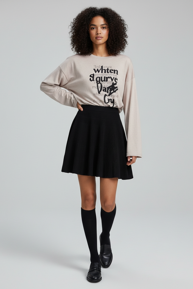 Jupe Patineuse Noire Taille Haute