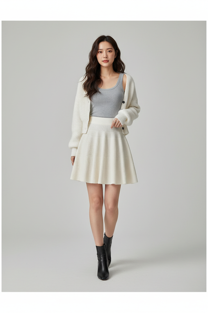 Jupe Patineuse Blanche Taille Haute