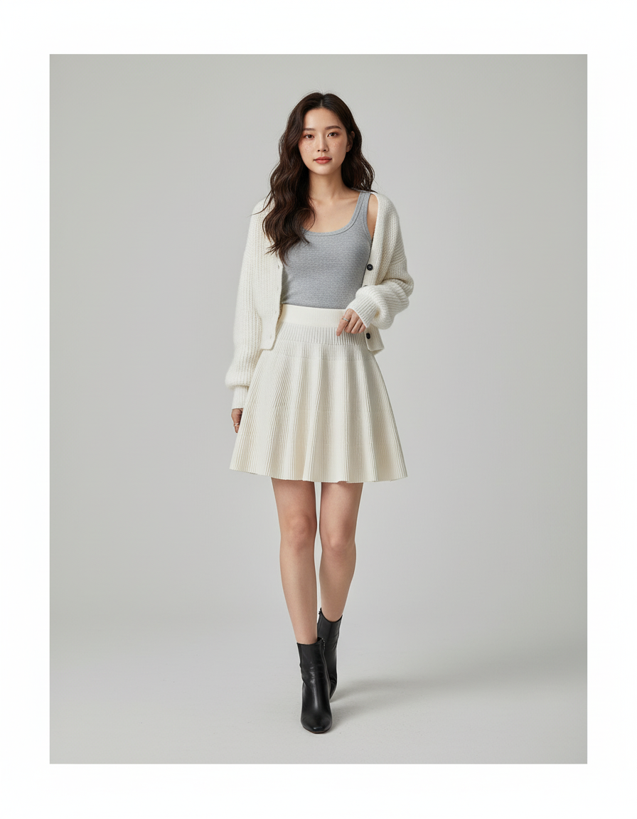 Jupe Patineuse Blanche Taille Haute