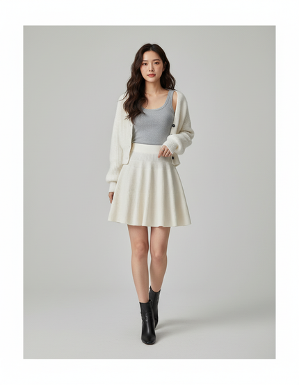 Jupe Patineuse Blanche Taille Haute