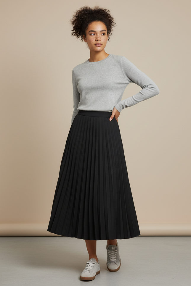 Jupe Patineuse Noire Plissée Vintage