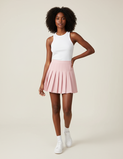 Jupe Patineuse Rose Pâle Plissée Chic
