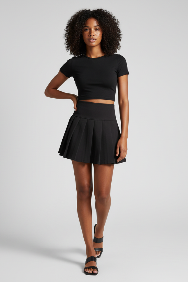 Jupe Patineuse Plissée Taille Haute Y2K