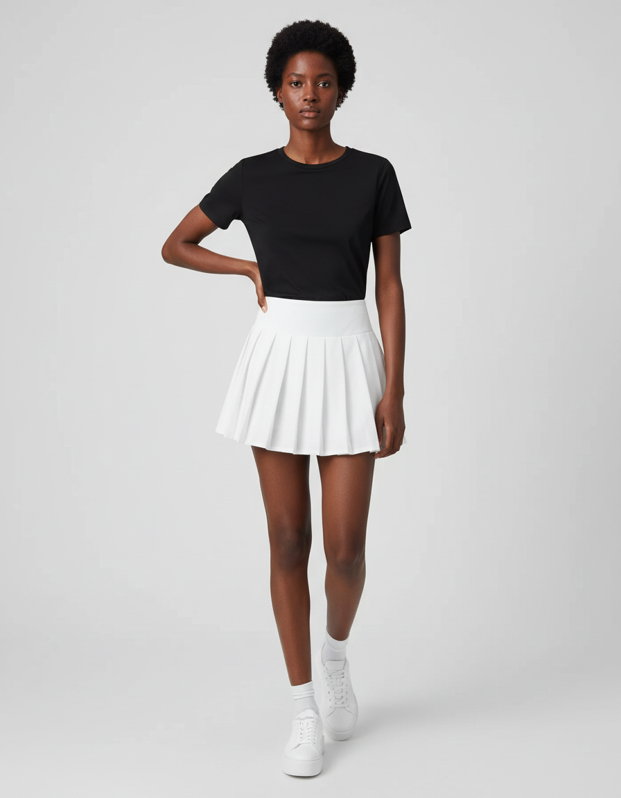 Jupe Patineuse Blanche Plissée Sport