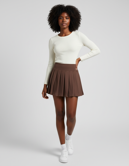 Jupe Patineuse Marron Plissée Sportive