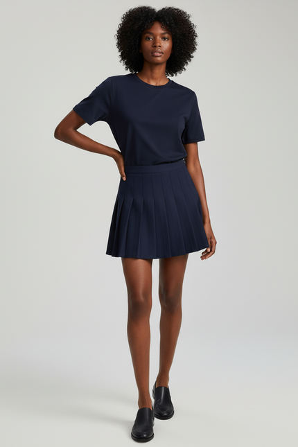 Jupe Patineuse Bleue Marine Plissée Chic