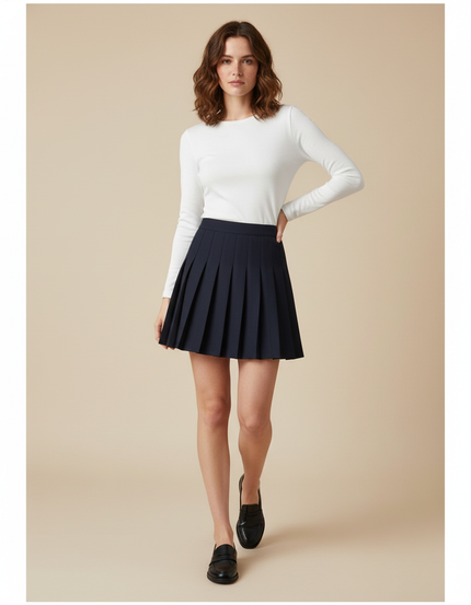 Jupe Patineuse Bleue Marine Plissée Chic Raffinée