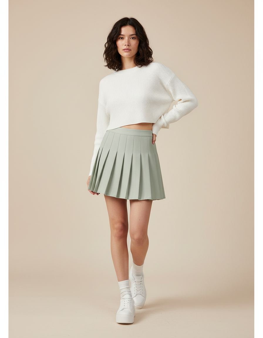 Jupe Patineuse Plissée Mini Chic