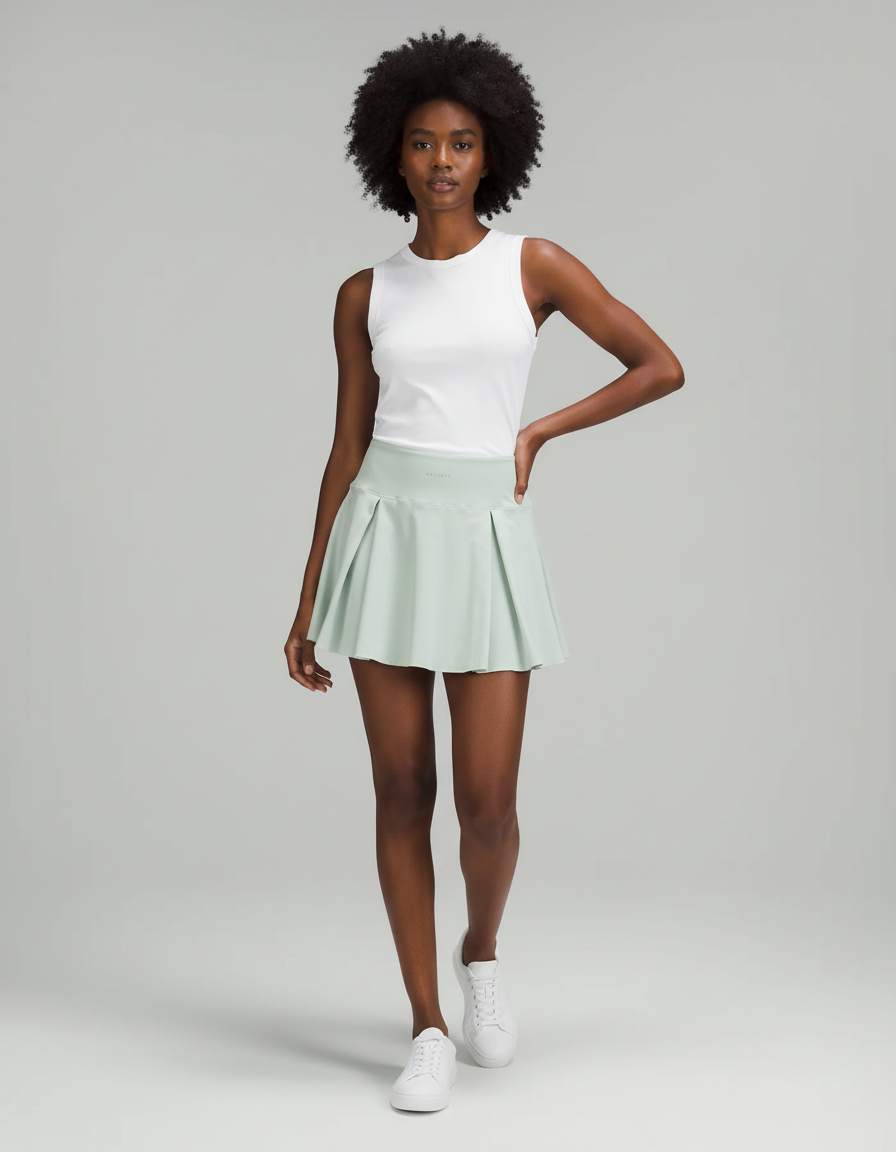 Jupe Patineuse Plissée Menthe Fluide