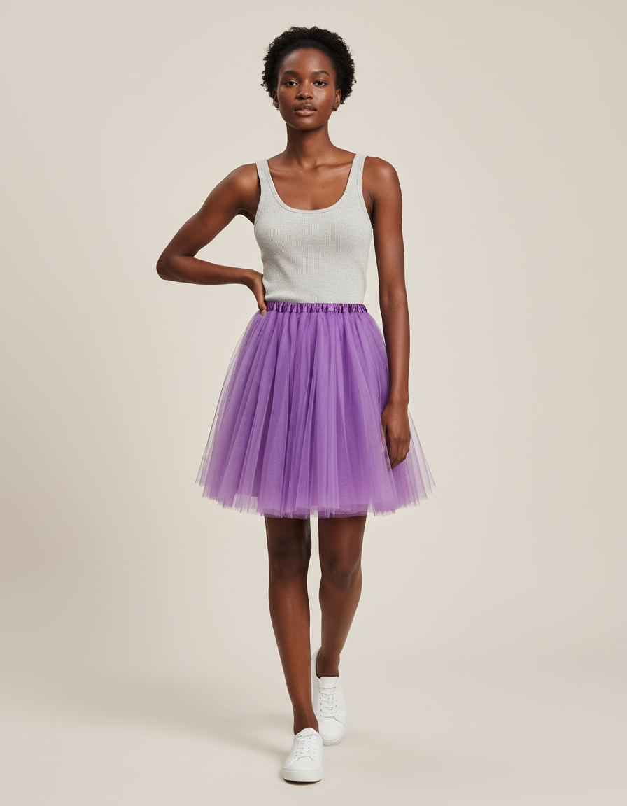 Jupe Patineuse Tulle Violette Chic