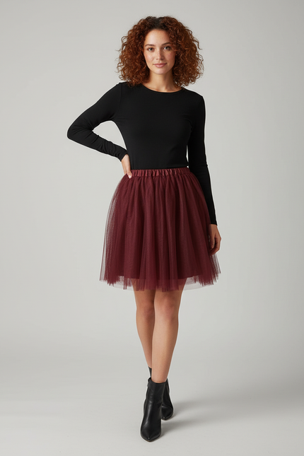 Jupe Patineuse Bordeaux Femme