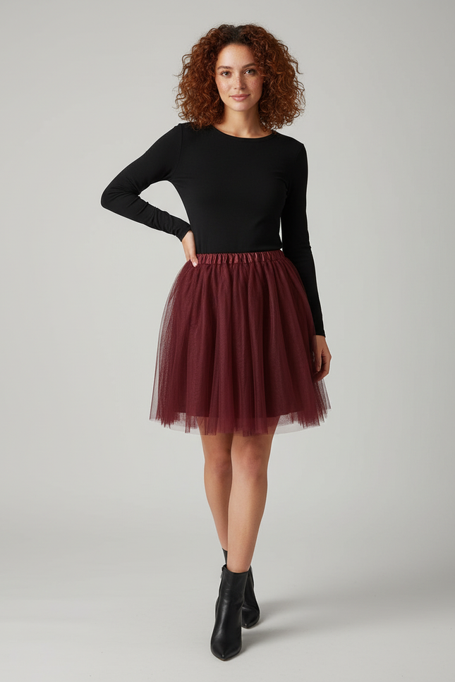 Jupe Patineuse Bordeaux Femme