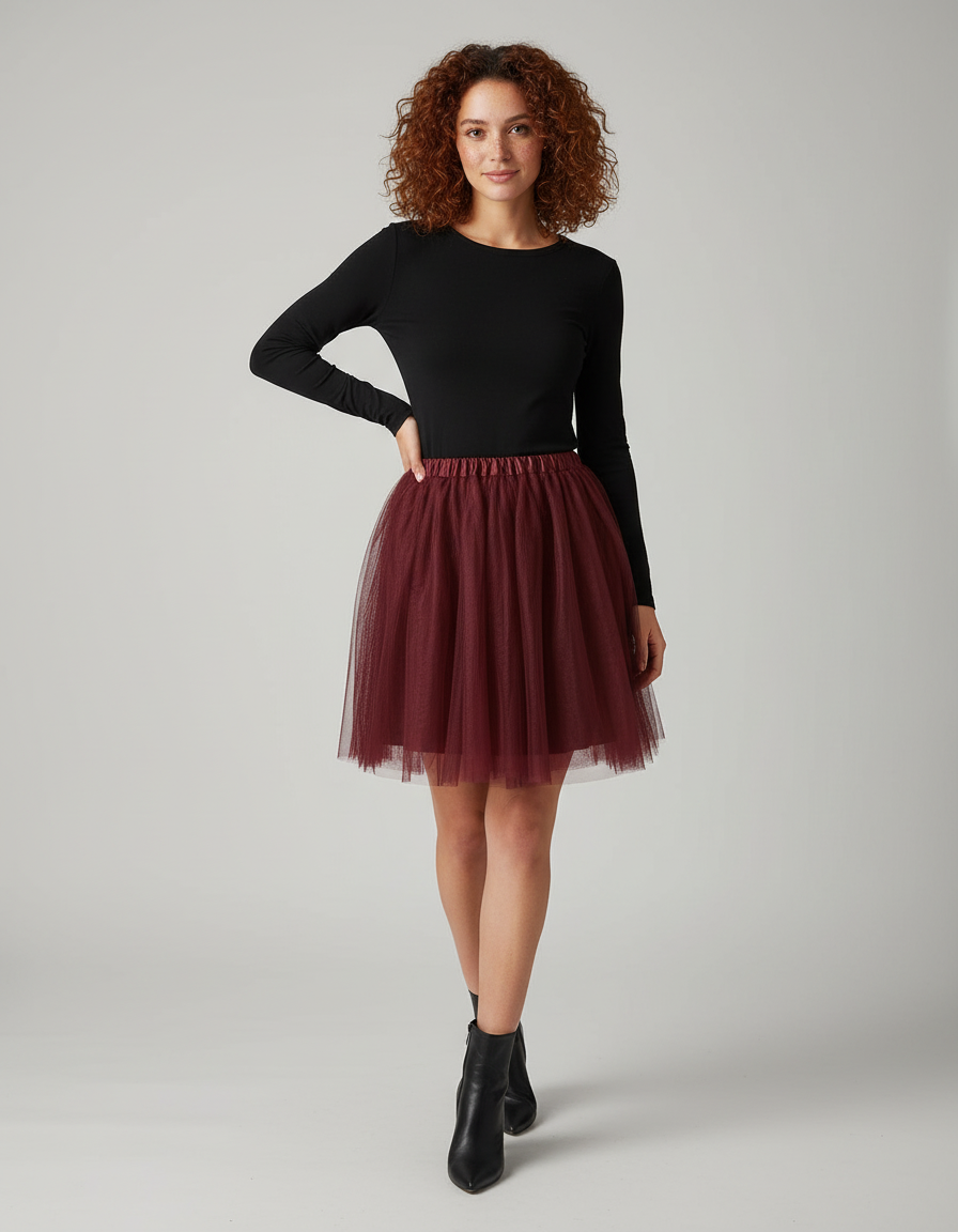 Jupe Patineuse Bordeaux Femme