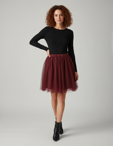 Jupe Patineuse Bordeaux Femme