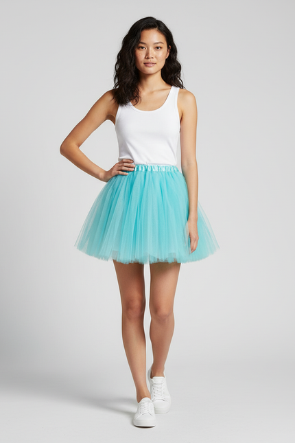 Jupe Patineuse Tulle Bleue Plissée