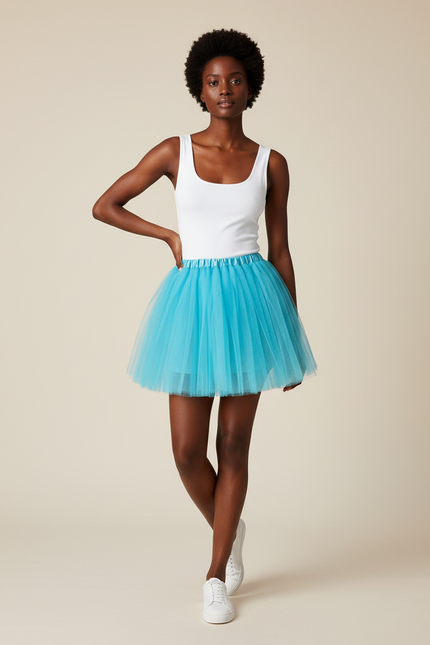 Jupe Patineuse Tulle Bleu Turquoise Fluide