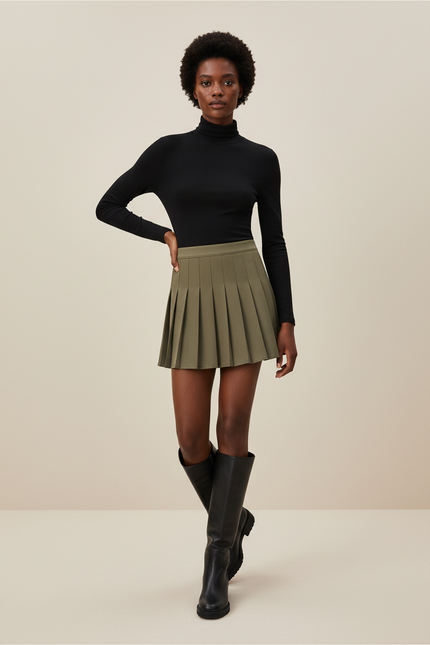 Jupe Patineuse Verte Plissée Chic