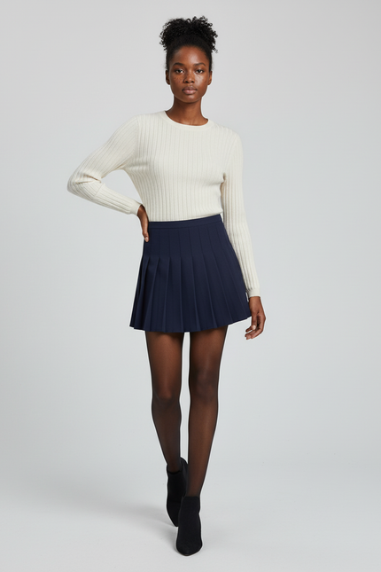 Jupe Patineuse Bleue Marine Plissée Chic Moderne