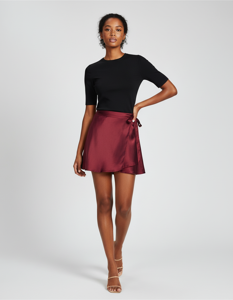 Jupe Patineuse Rouge Satinée Élégante