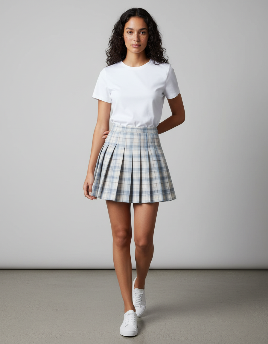 Jupe Patineuse Plaid Plissée