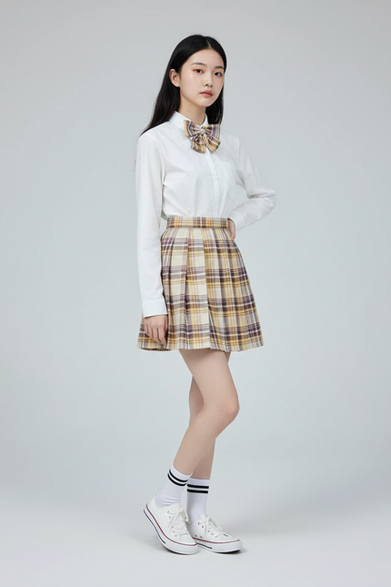 Jupe Patineuse À Carreaux Plissée Mignonne