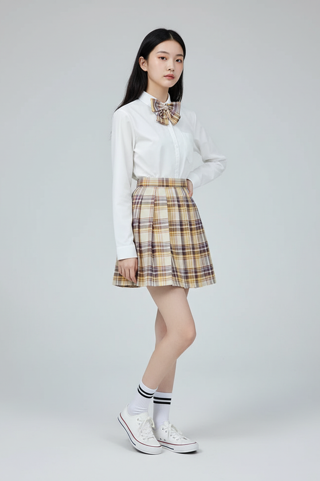 Jupe Patineuse À Carreaux Plissée Mignonne