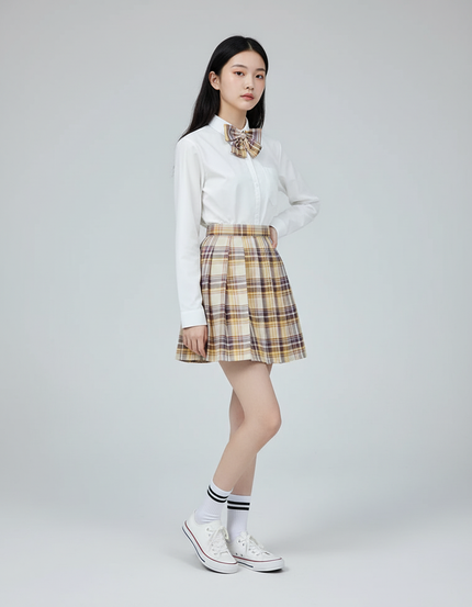 Jupe Patineuse À Carreaux Plissée Mignonne