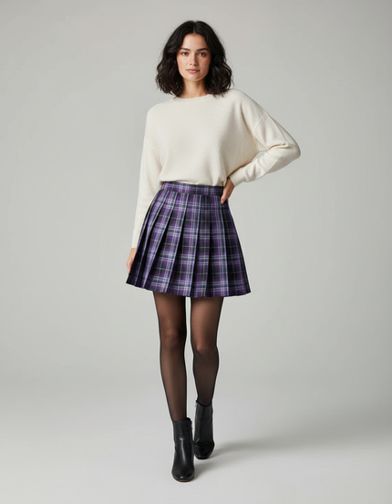 Jupe Patineuse Plissée Écossaise Preppy