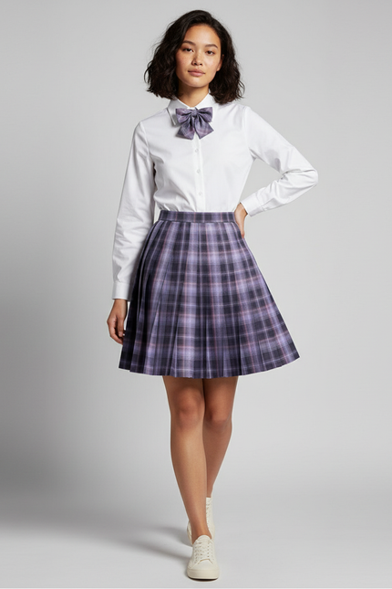 Jupe Patineuse Carreaux Violet Preppy