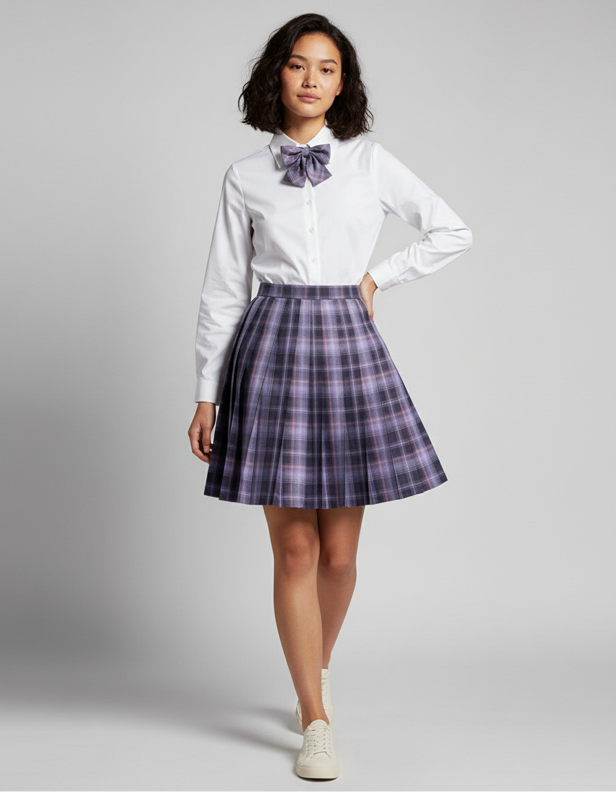 Jupe Patineuse Carreaux Violet Preppy