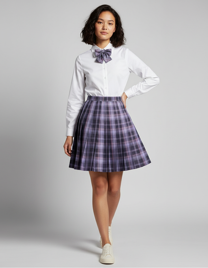 Jupe Patineuse Carreaux Violet Preppy