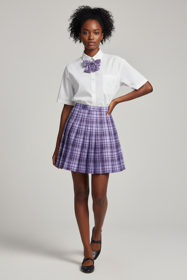 Jupe Patineuse Violette Écossaise Preppy