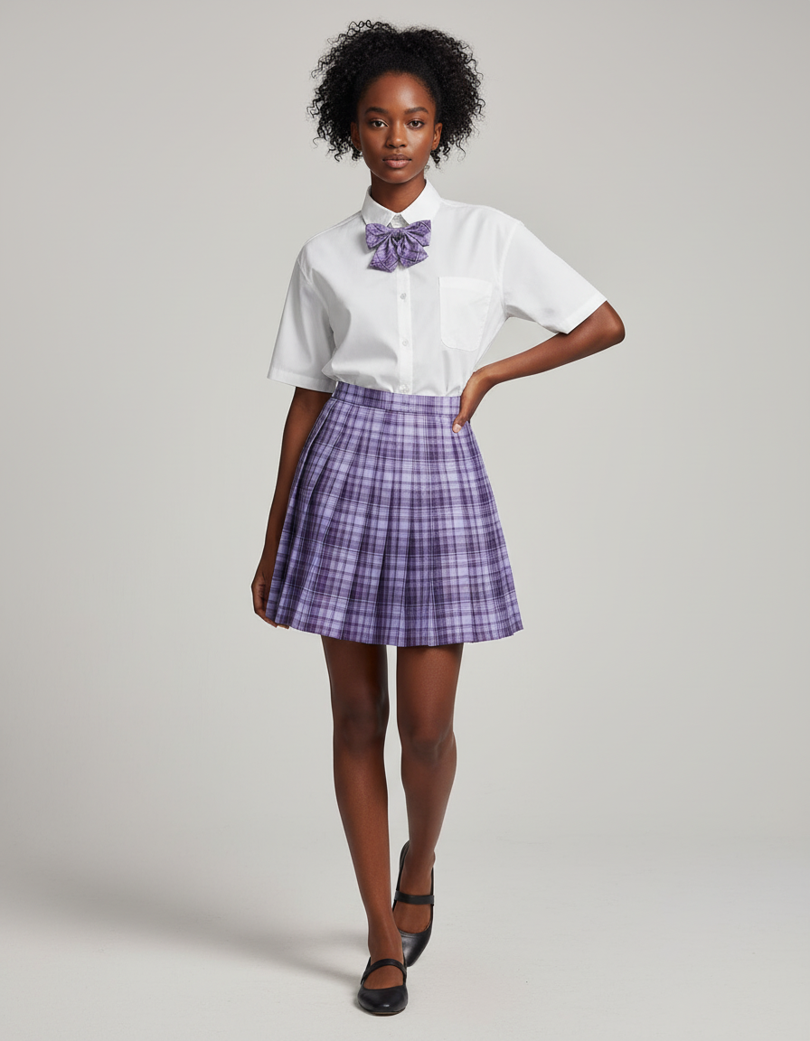 Jupe Patineuse Violette Écossaise Preppy