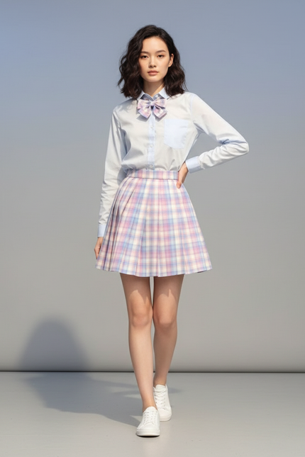 Jupe Patineuse Plaid Plissée Preppy