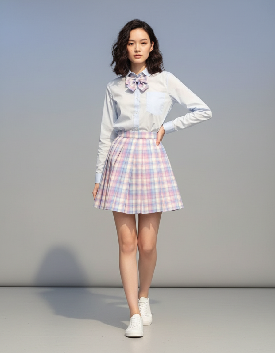 Jupe Patineuse Plaid Plissée Preppy