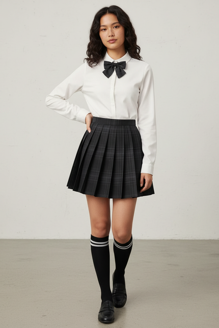 Jupe Patineuse Plaid Plissée Preppy Tendance