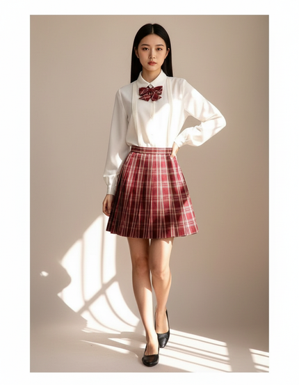 Jupe Patineuse Écossaise Plissée Preppy