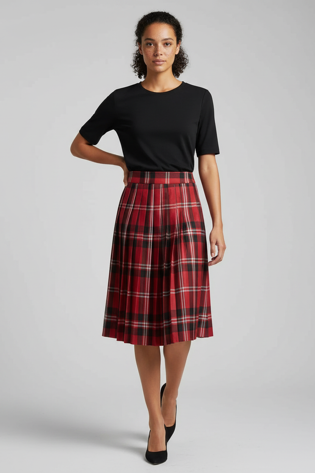 Jupe Patineuse Écossaise Plissée Chic