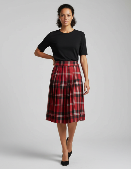 Jupe Patineuse Écossaise Plissée Chic
