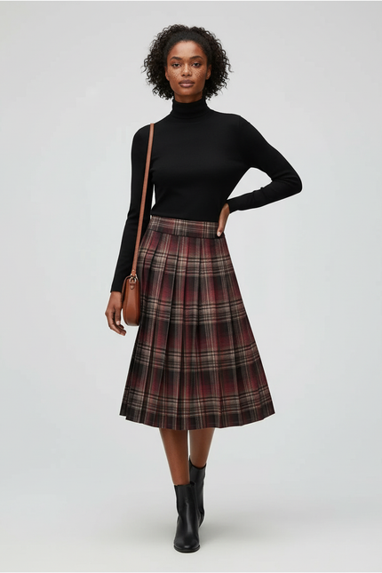 Jupe Patineuse Plissée Écossaise