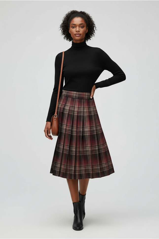 Jupe Patineuse Plissée Écossaise