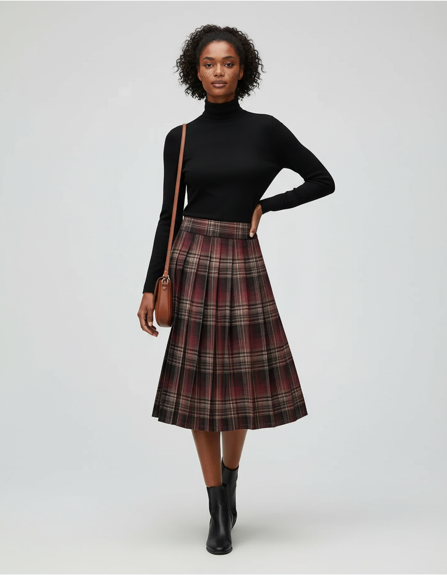 Jupe Patineuse Plissée Écossaise
