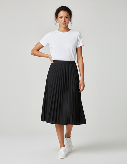 Jupe Patineuse Plissée Noire Élégante