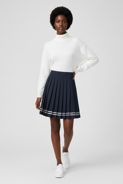 Jupe Patineuse Plissée Bleue Marine Élégante