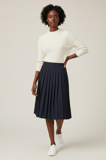 Jupe Patineuse Bleue Marine Plissée Chic Élégante