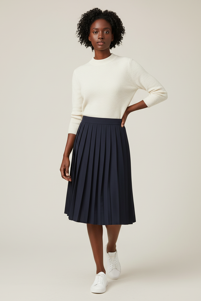 Jupe Patineuse Bleue Marine Plissée Chic Élégante