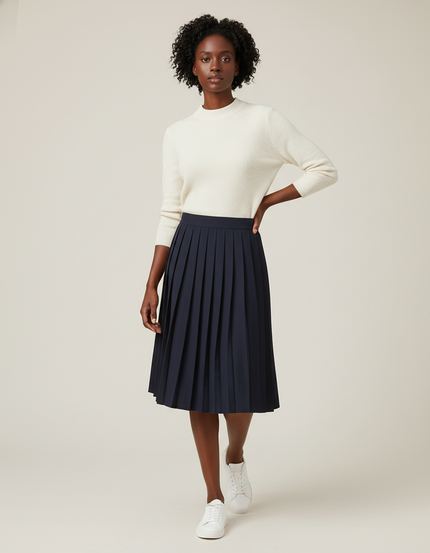 Jupe Patineuse Bleue Marine Plissée Chic Élégante