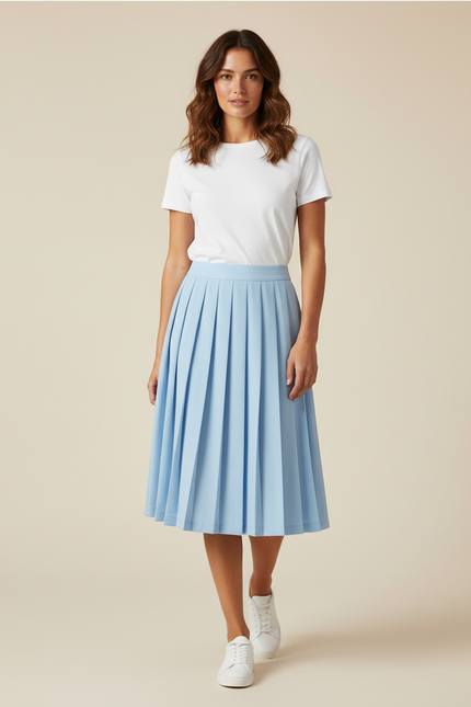 Jupe Patineuse Bleue Ciel Plissée Fluide